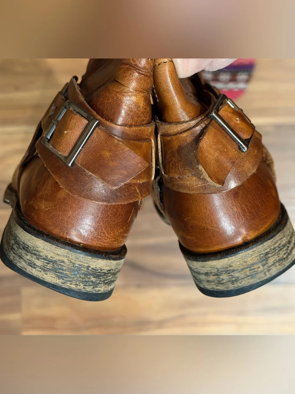 Women’s Brown Leather Harness Boots size 8